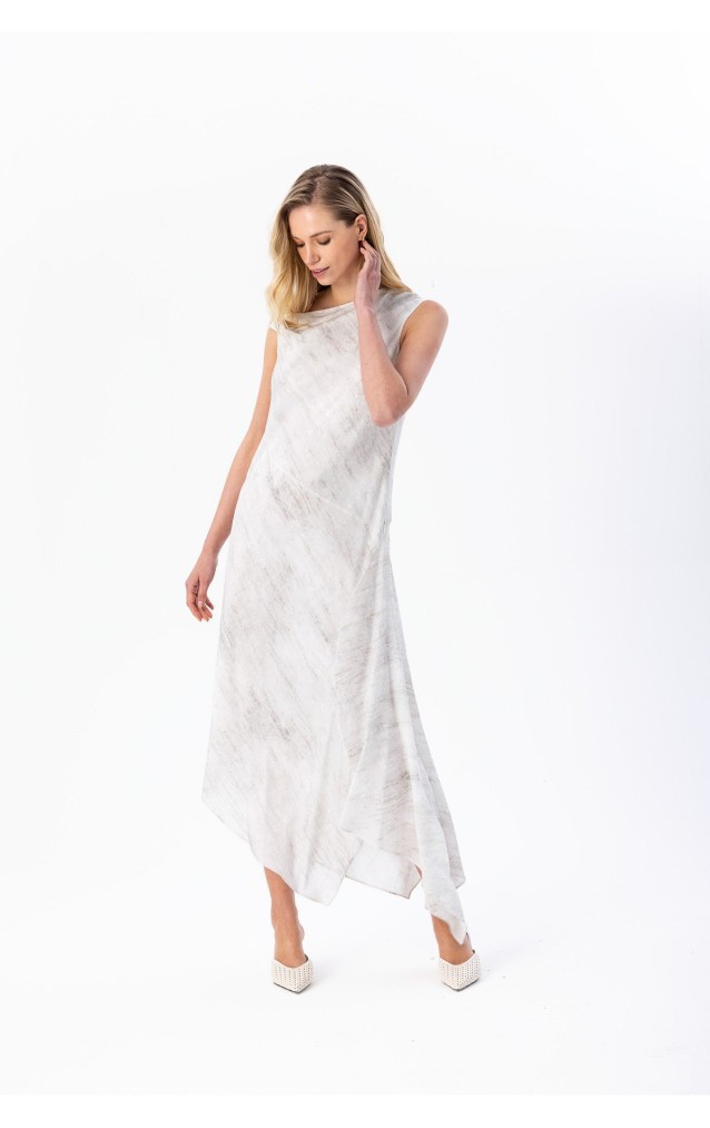 Asimetrik Midi Dress Gri